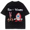 Футболка Ren & Stimpy для Женщины Девочки 90-х Винтажная Мультфильм Комедия Фэнтези Отдых Уличная Одежда Радость Полиэстер Детская Одежда