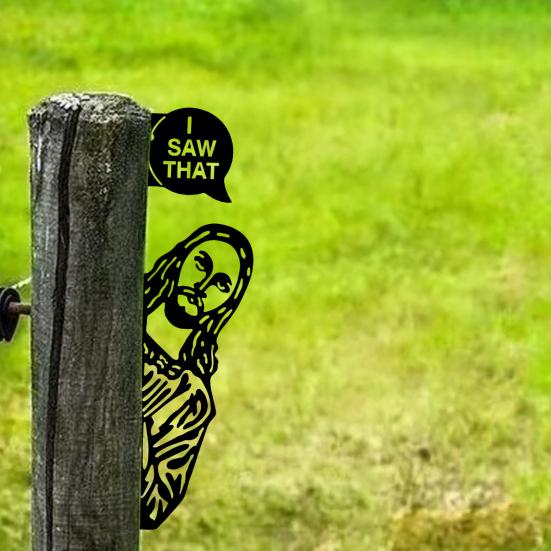 Подглядывающий Иисус Металлическая табличка Украшение для садового забора Табличка Я это видел Табличка Иисуса для дома Уличная Дерево Сарай Фермерский дом Декор