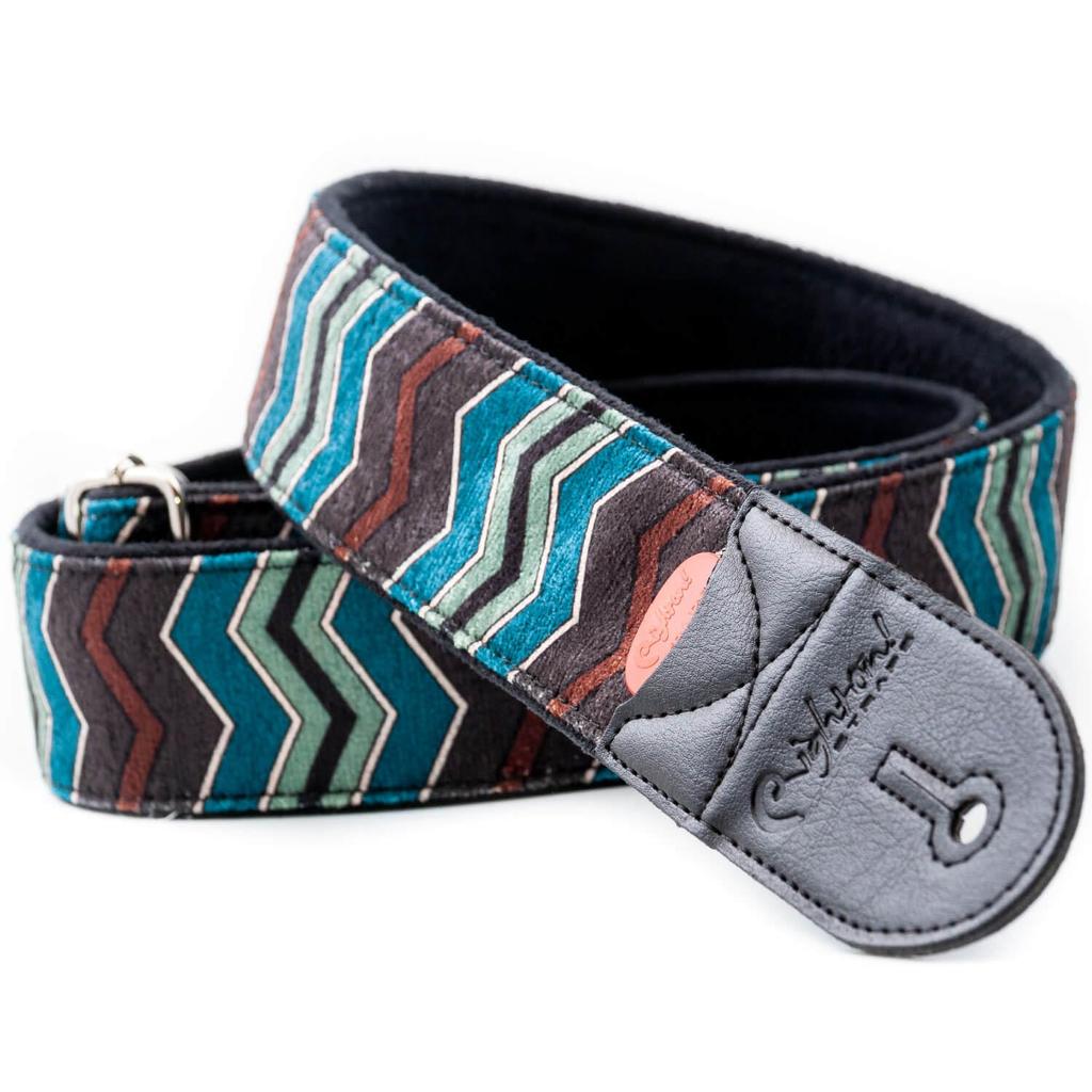 Straps 5cm ZIGGY BLUE RightOn! Guitar/Bass Strap, Wide, 80-145cm,