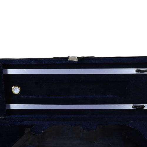 Portable, lightweight 4/4 violin case with built-in hygrometer.