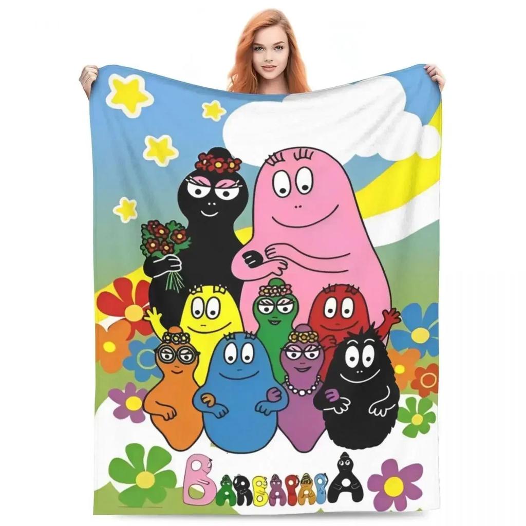 Barbapapa Coral Fleece Plush Throw Blanket Cute Cartoon Blankets for Sofa Travel Lightweight Bedding Throws