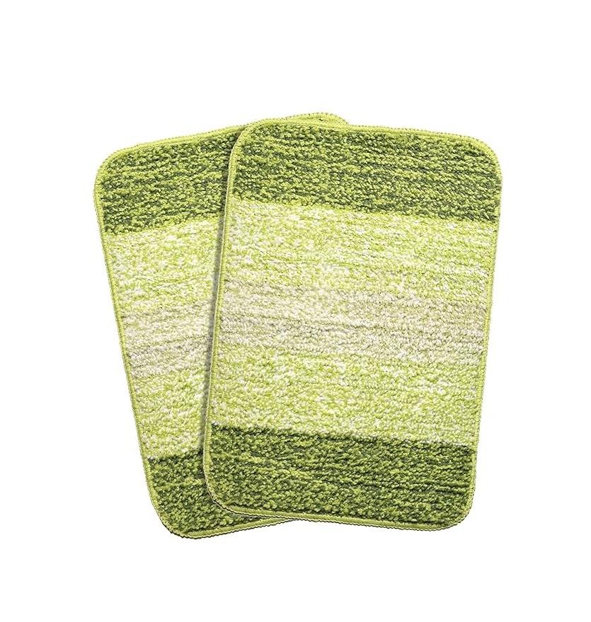 Домашний мягкий нескользящий коврик для ванной из микрофибры - Упаковка из 2 штук, 35x50 см, Зеленый