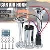 Car Air Horn Set Electric Speaker For Motorcycle Boat Truck Dual Trumpets Super Loud 12V/24V 110dB with Wires and Relay Hooter