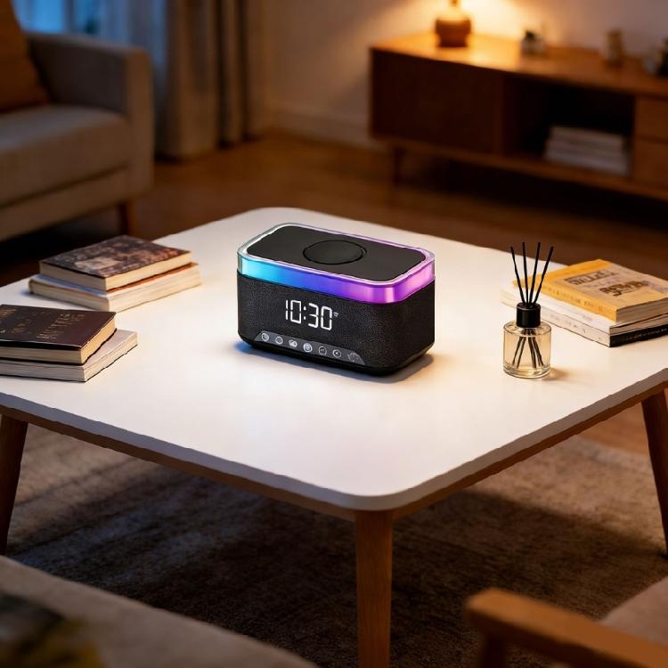 Совместимый с Bluetooth Светодиодная подсветка Атмосферы Беспроводные Динамики Многофункциональный Слот для Карт 360 Звук Сенсорное Управление Долгий Срок Службы Батареи