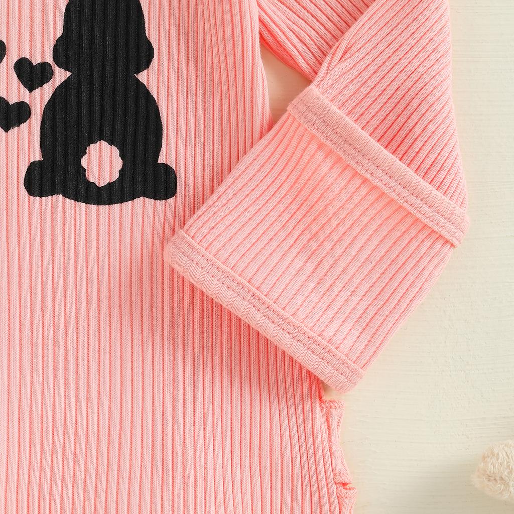 Детские комбинезоны для девочек Пасхальная одежда с принтом в виде кролика и оборками Боди для младенцев Комбинезоны с повязкой на голову