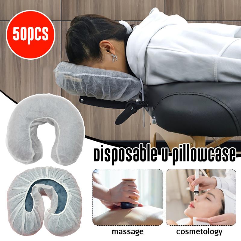 50 шт. одноразовых чехлов для подголовников, эластичных нетканых, для спа-салонов, салонов красоты, массажных чехлов для подголовников, U-образных наволочек