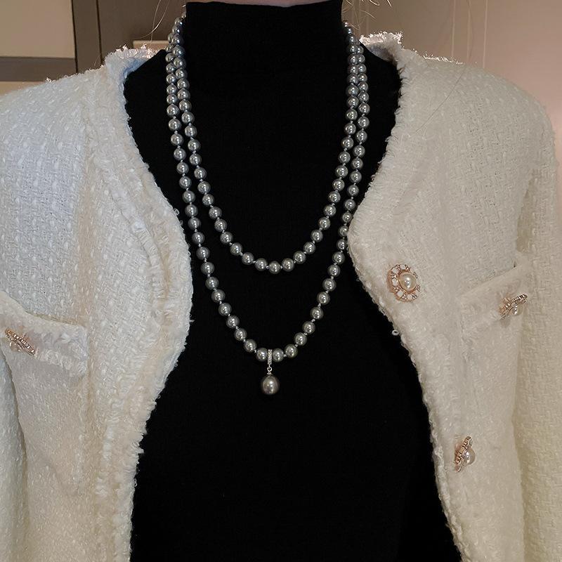 Элегантное и очень длинное ожерелье, модная и универсальная цепочка для свитера, ретро и элитный аксессуар.