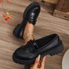 Large Size Women's Spring and Autumn New Round Head Platform Single Shoes Women's Small Leather Shoes Women
