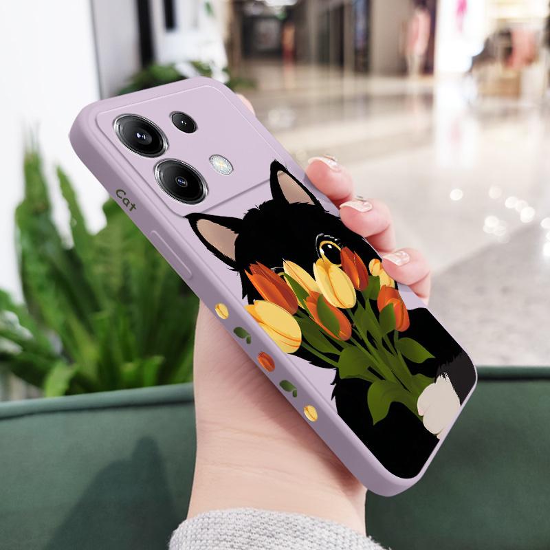 Чехол-кейс для телефона с милым котиком-тюльпаном для Xiaomi Poco F8 F7 X7 X6 F6 M6 M5 M5S F5 X5 F4 X4 M4 F3 M3 X3 Pro 4G 5G GT Силиконовый чехол