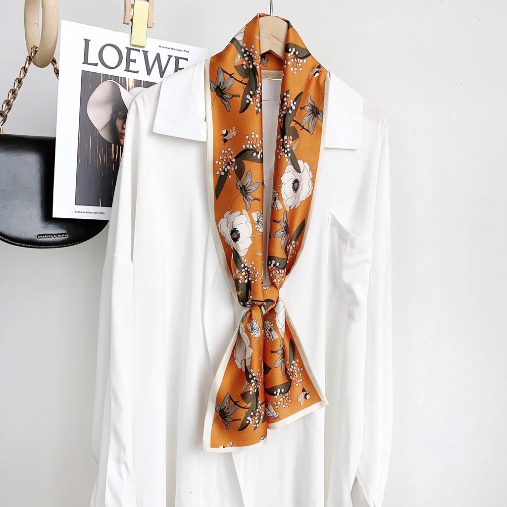 New Simulation Silk Long Scarf Fashionable Versatile Suit Double-Layer Scarf Decorative Bag Wrapped With Professional Scarf For Women