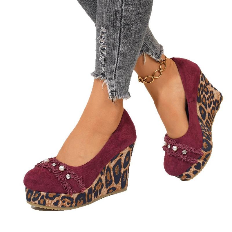 Модная обувь Женская обувь На толстой подошве На танкетке и Одиночная обувь Новая Обувь-лодочки Обувь слипоны