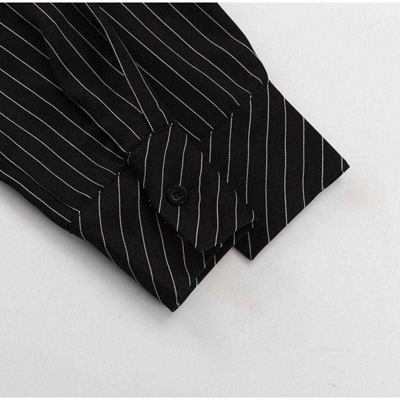 Весна-лето Модный уличный комплект из двух предметов в полоску, женские наряды, элегантная рубашка с длинным рукавом и мини-юбкой с высокой талией, костюм