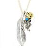 Verante Silver 925 Feather Chain Necklace with Turquoise Eagle Mark, Native American Design for Men