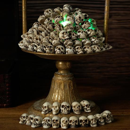 20 шт. Мини-фигурка черепа, миниатюрная, из смолы, голова скелета, настольный декор на Хэллоуин, наполнитель для вазы, игрушка-розыгрыш, реквизит для дома с привидениями