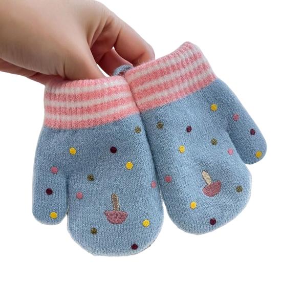 Kids Winter Gloves Cute Cartoon Plush Warm Gloves Fleece-Lined Thickened Windproof Gloves for Boys Girls Outdoor Playing