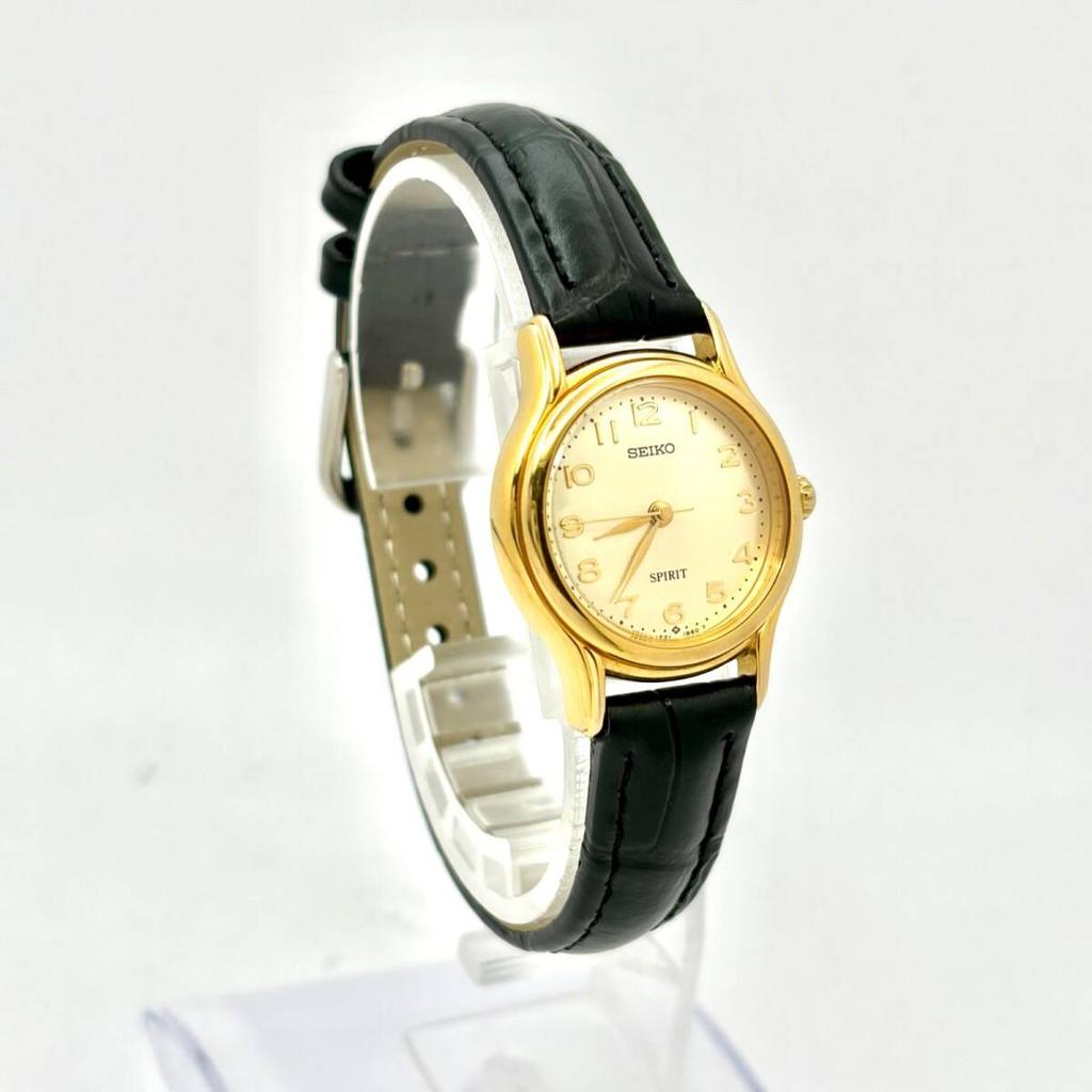 Женские часы SEIKO Spirit Золотые 900668 Новый ремешок [Новая батарейка] 1F21-1B30