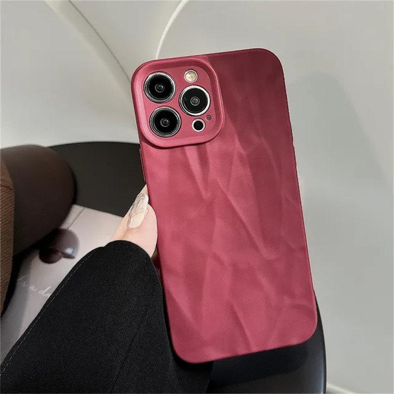 Fashion Silicone Fold Wrinkle Phone Case For iPhone 14 13 12 11 15 Pro Max SE X XS XR 8 7 Plus Soft Candy Color Full Cover