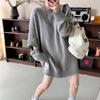 Loose Mid Length Niche Zipper Design Long Sleeved Woolen Sweater for Women Design Sense Niche Round Neck Pullover Sweater Top