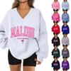 Women's Loose And Comfortable Letter V-neck Sportswear Long-sleeved Sweatshirt Daily Matching Clothes