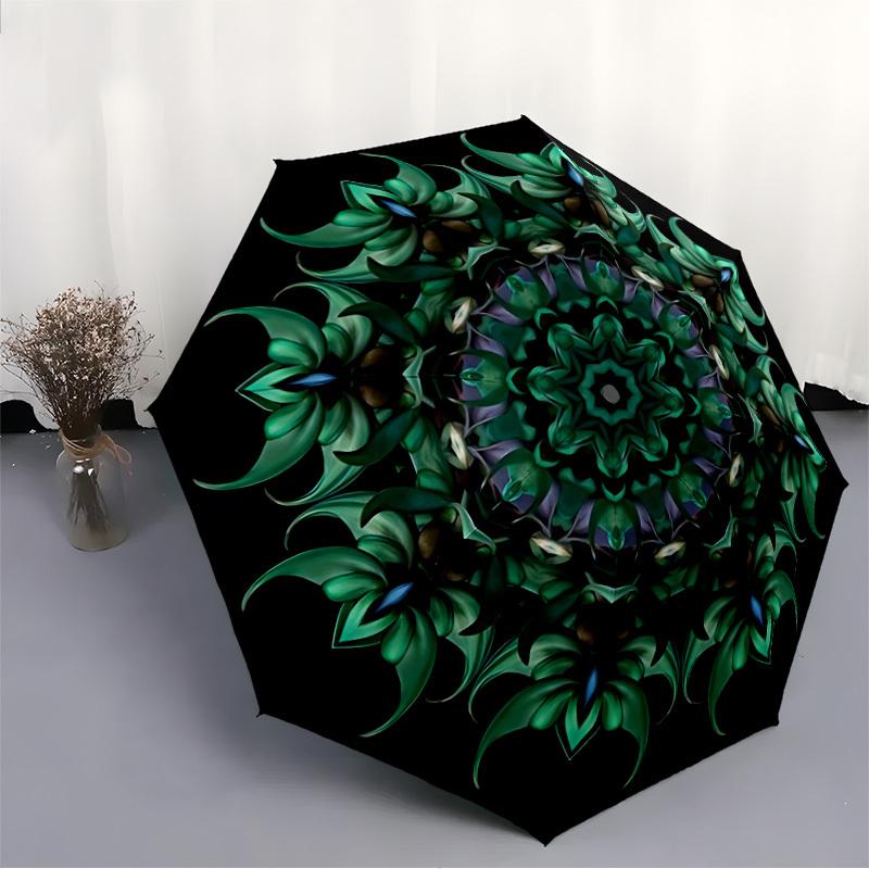 1pc Greenery Kaleidoscope Folding Umbrella, Durable, Suitable for Outdoor Activities or Rain, Suitable for Commuting yy251027128