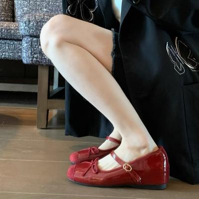 Мягкая кожаная версия! Красные туфли Мэри Джейн женские неглубокие с нежным бантом, подчеркнутые легким вечерним бризом, туфли-лодочки, свадебные туфли