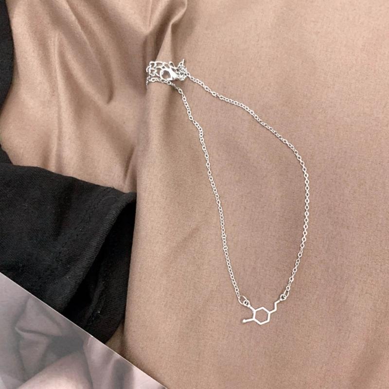 Dopamine Molecule Necklace Stylish Neck Chain Ajustable Collarbone Chain Trendy Neck Jewelry for Chemistry Enthusiasts