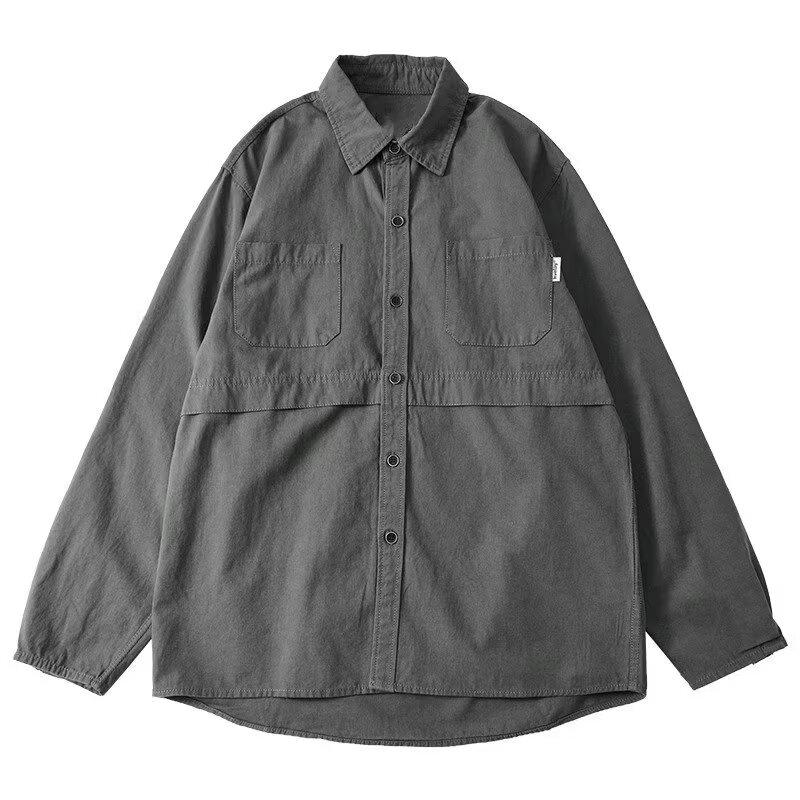 Весна и осень, новая мужская рабочая рубашка с длинными рукавами, корейская версия тренда на свободные карманы, повседневная универсальная рубашка