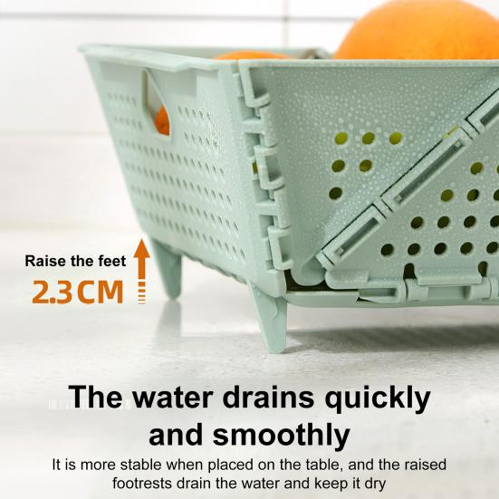 Складная многофункциональная корзина для хранения с сеткой, пищевая, без бисфенола А, самоотливная, штабелируемая корзина для фруктов и овощей