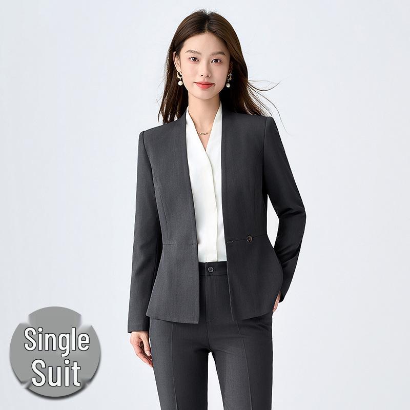 2025 Women's White Suit Set: Spring/Autumn Salon Reception Workwear Blazer