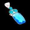 Swiss Blue Topaz Gemstone Handmade 925 Sterling Silver Jewelry Pendant 2.48" AH-5270