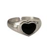 Stylish 925 Pure Silver Heart Shape Ring Cute Smile Design Adjustable Finger Jewelry For Women
