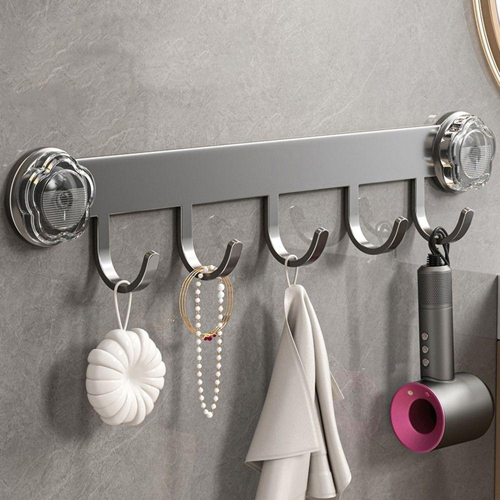 No-Punch Clothes Storage Hook Carbon Steel Entryway Storage Rack Sundries Storage Hook  Bathroom