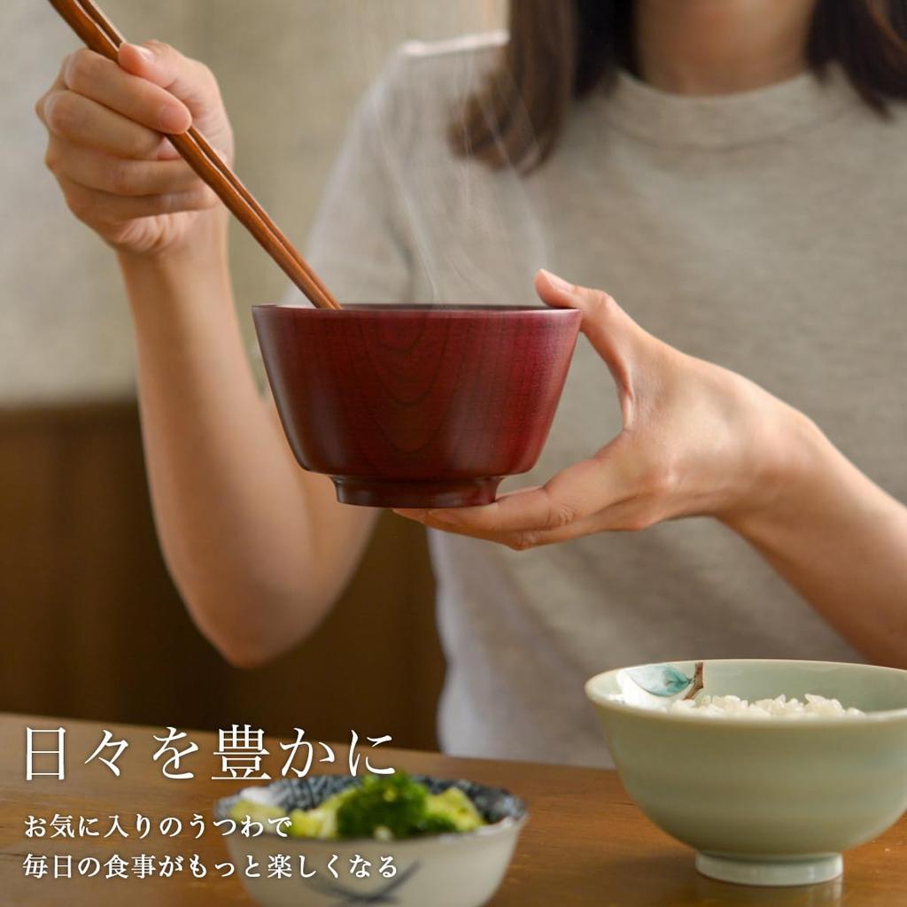 Yamanaka Wooden Soup Bowls, Red and Black Pair, Dishwasher Safe