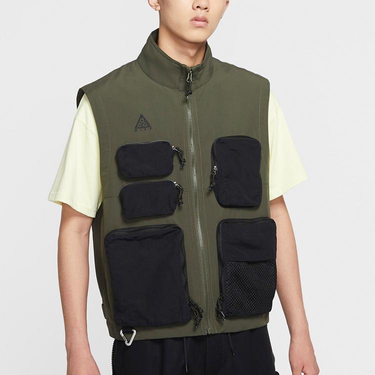 Nike ACG повседневный спортивный жилет с воротником-стойкой и несколькими карманами, мужские жилеты, зеленый CW0836-325