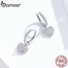 Bamoer 925-Sterling-Silver Dazzling Love Heart Beaded Love Heart Drop Earrings Wedding Jewelry