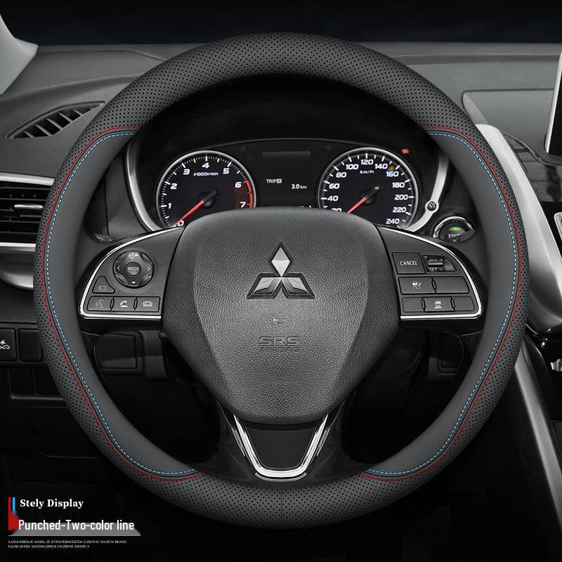 Genuine Leather Steering Wheel Cover for Mitsubishi Outlander, Eclipse Cross, Pajero Sport, ASX, Lancer