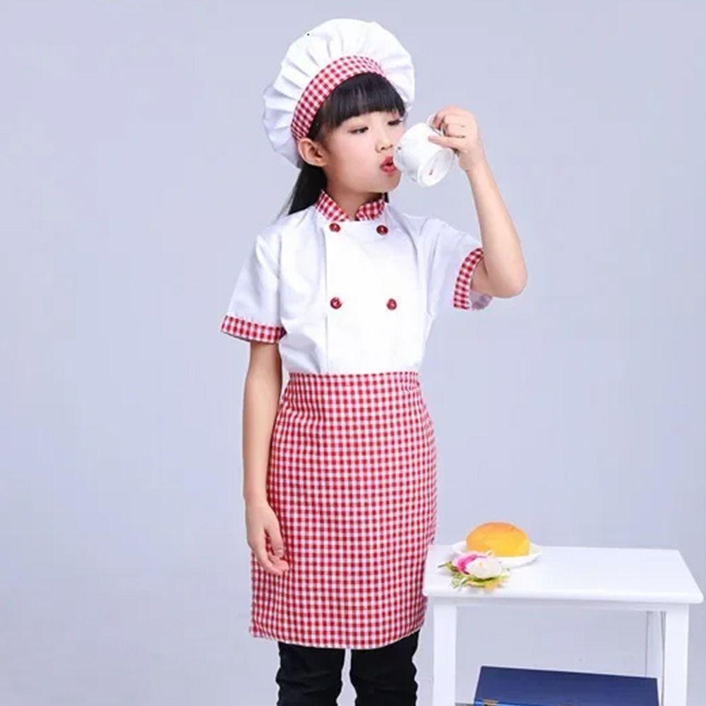 Role-Play Children Chef Uniform Carnival Party Kitchen Hat Fashion Cosplay Costume Kids Boys Girls