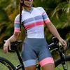 Womens Triathlon One-Piece Short Sleeve Cycling Suit Blue Solid Quick-Dry Performance Sportswear