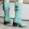 Fashion Big Size 45 50 Mid-calf Boots for Women New 2024 Winter Shoes Black Blue Short Riding Boot Low Heels Footwear Shoes Lady Casual