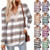Womens Tops Loose V-neck Contrast Color Split Loose Long Sleeve T-shirt Women's Tops