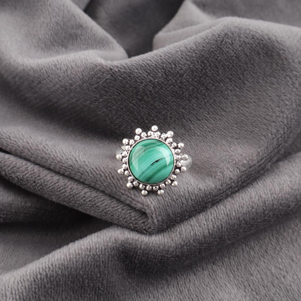 Malachite Ring, 925 Sterling Silver Ring Jewelry. Handmade Spiritual Ring Gemstone Jewelry Gift for Her