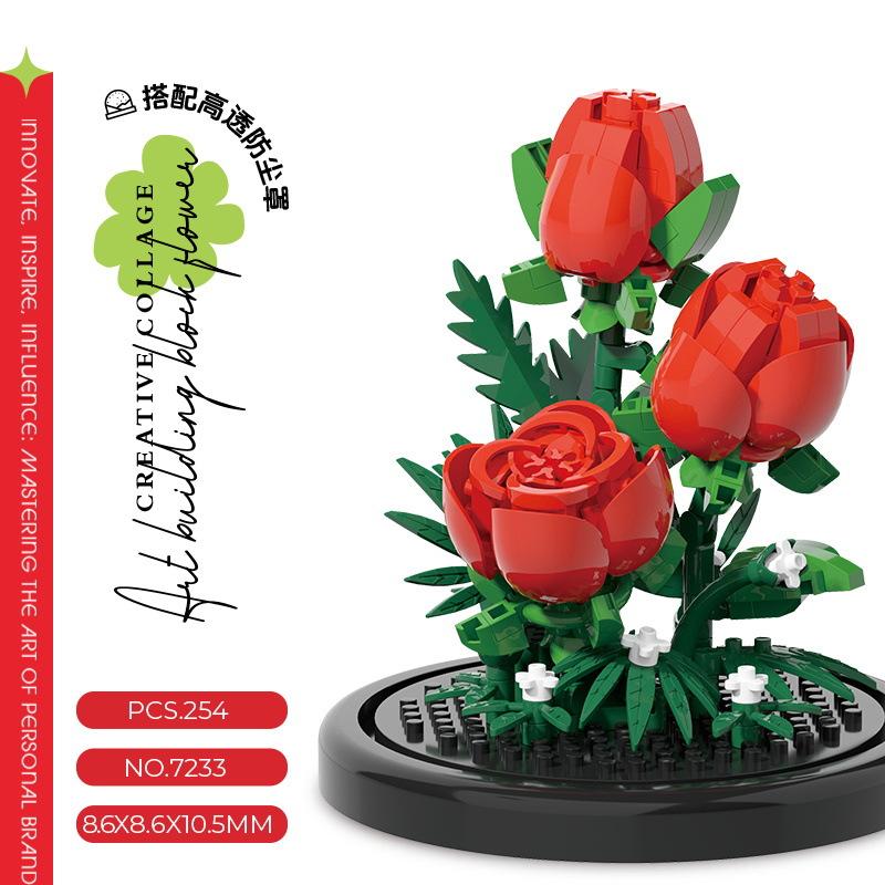 Вечный цветок мелкоблочные строительные блоки с крышкой детские развивающие игрушки для сборки настольные украшения совершенно новые