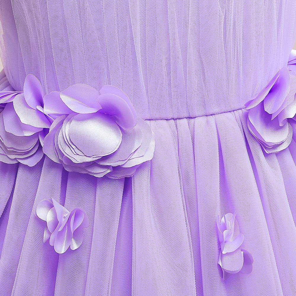 Flower Girl Princess Dress For Weddings Summer Kid Formal Bow Long Gown For School Evening Party Children New Year Cloth LP-509