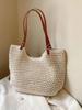 2024 Summer Women's Large Straw Tote: Braided Beach Bag for Seaside Vacations, One-Shoulder Design