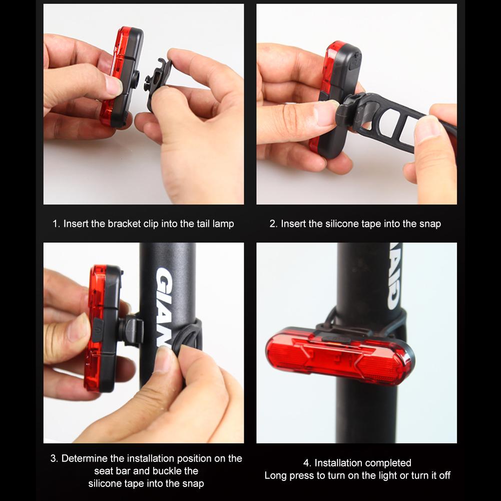 Waterproof LED Bike Tail Light Rechargeable Bicycle Rear Safety Warning Light Portable Light Mountain Bike Lights2