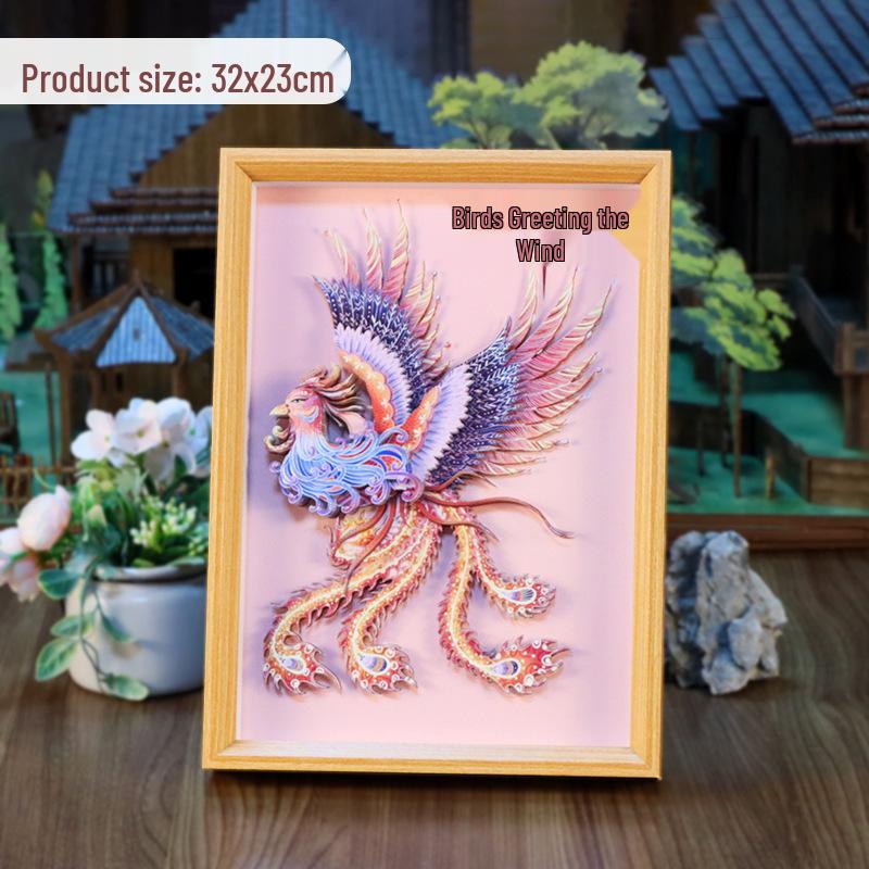 Zhi Xiang Zao Wu Дракон и Феникс 3D Рамка-вырезка из бумаги Арт - DIY Декоративное украшение в китайском стиле