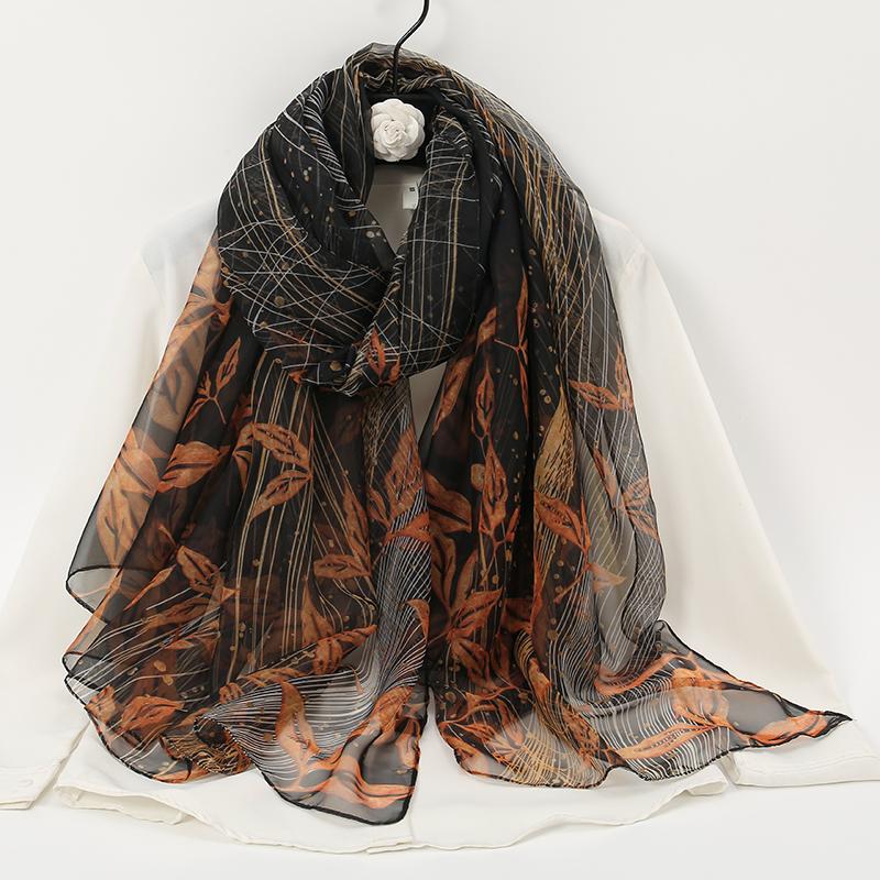 Новый роскошный шелковый шарф с принтом Женские шарфы Bufandas Летние пляжные шали Foulard Цветочный дизайн Длинные шарфы на шею Хиджабы
