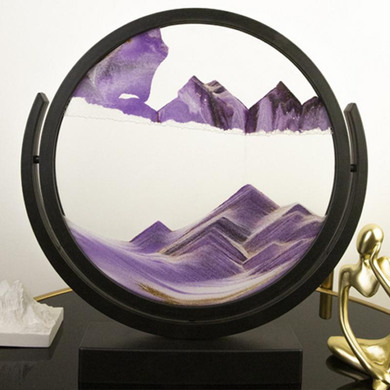 Flowing Sand Painting Art Hourglass Rotatable 3D Round Glass Deep Sea Quicksand Sandglass Modern Home Decoration Sand Clock Gift