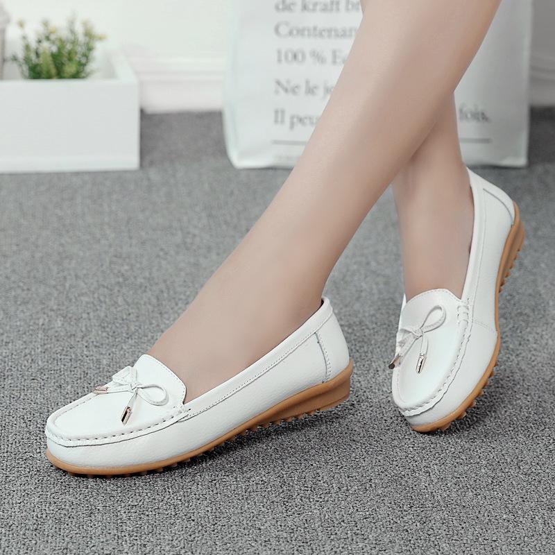 Кожаная обувь мягкая подошва женская обувь женские повседневные балетки подошва из говяжьих жил однопедальная одиночные туфли