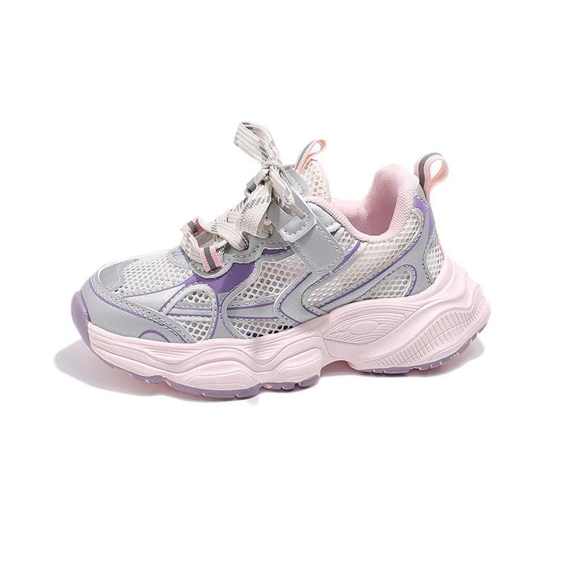 Детские кроссовки легкие 2024 новые дышащие сетчатые спортивные туфли для девочек повседневные модные кроссовки для мальчиков износостойкие